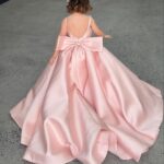 Girl Peach Long Gown Dress