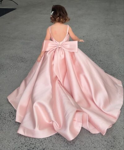 red suprise Girl Peach Long Gown Dress
