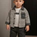 Boys Striped Shirt With Long Sleeves jacket set